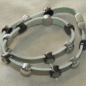 Grey leather choker necklace